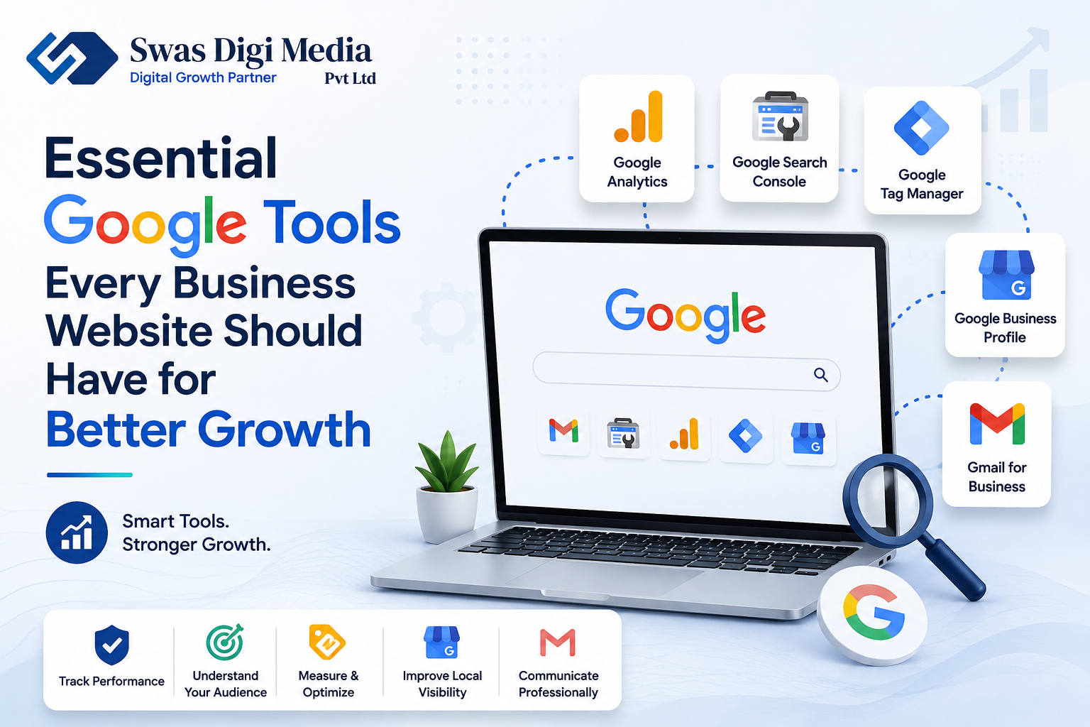 Essential Google tools every business website should have by Swas Digi Media